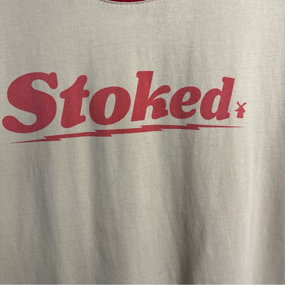 Dutch Bros Coffee Ringer Cotton T Shirt Cream With Red STOKED SMALL DB 1992 - Picture 4 of 5